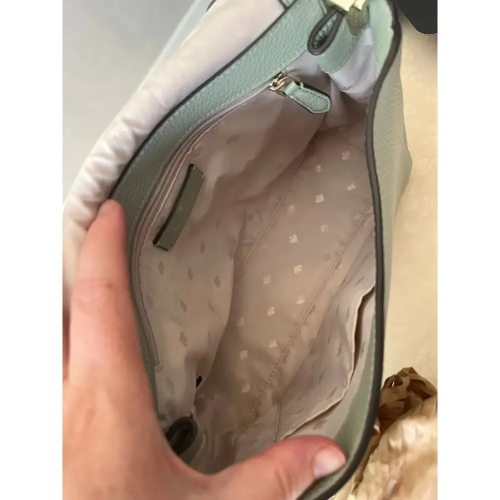 Kate Spade Leila Medium Flap Shoulder Bag and Lena Medium Bifold Wallet in Sage